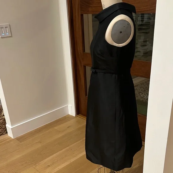 Kate Spade Silk Black Midi Dress with cowl neck and Bow waist detail - Picture 4 of 13